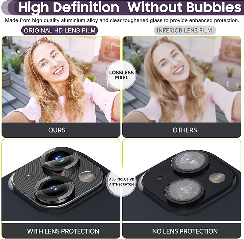 Tempered Glass Metal Camera Lens Screen Protector For iPhone 14 Plus 13 Pro Max 12 Mini 11 iPhone14 Protection Protective Film_voghion.com