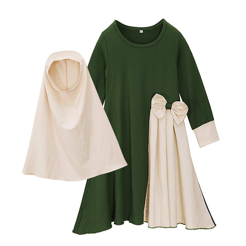 Vêtements pour bébés filles et enfants, jupe longue, robe à nœud + couvre-tête, foulard deux pièces, robe pour enfants_voghion.com
