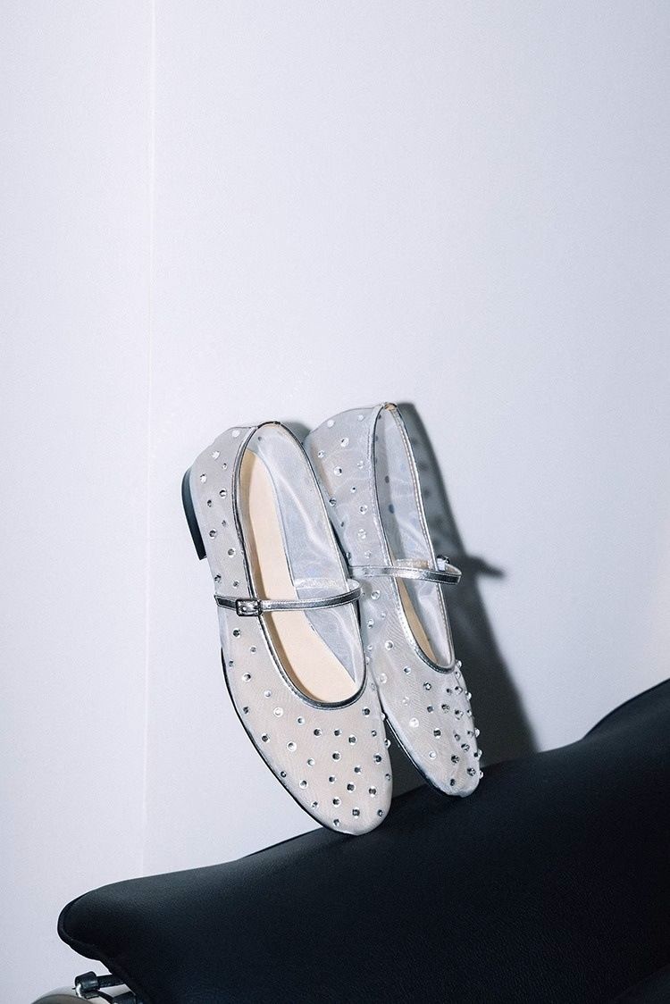 Mesh Ballet Flats With Rhinestone Accents (Breathable, Mary Jane Style, Lightweight & Comfortable For Women)_voghion.com