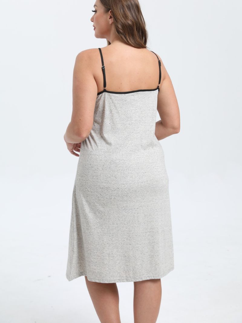 Loose And Thin Korean Version Of Pure Desire Style Casual Letter Printing Medium And Long Sleeveless Suspender Sleeping Plus Size_voghion.com