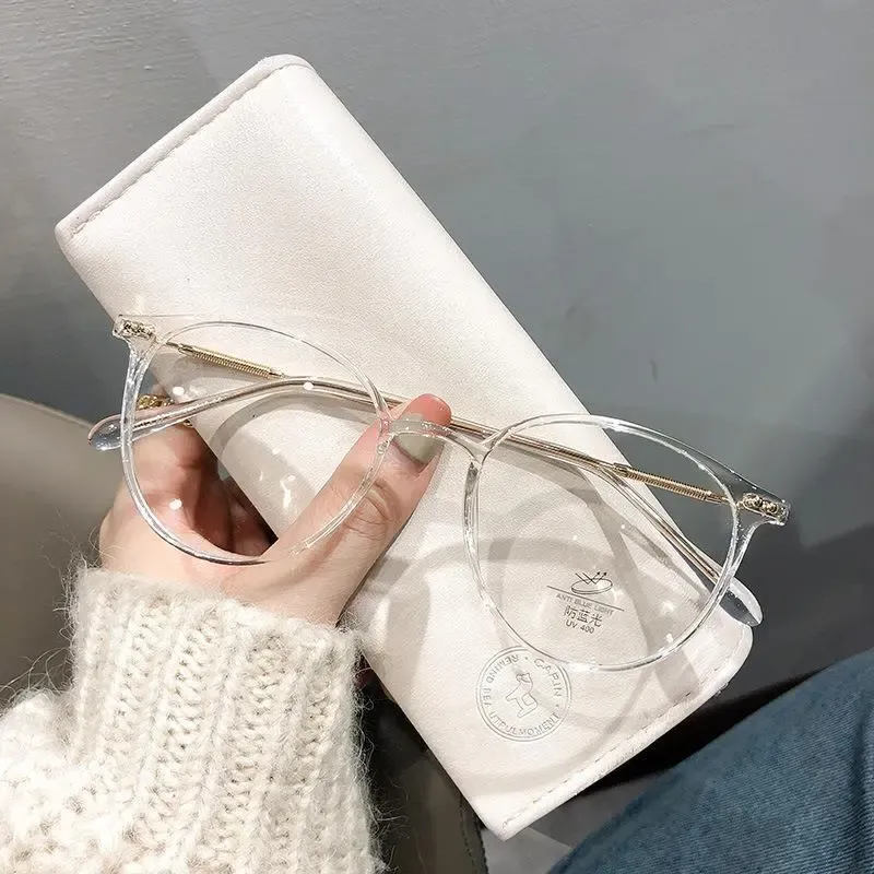 Neue runde Unisex-Brille für Männer mit Metallrahmen, einfache Brille mit Anti-Blaulicht-Optik_voghion.com