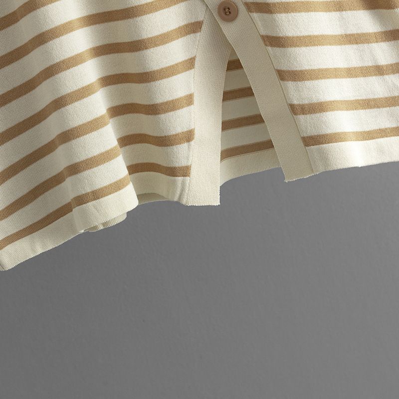 Maglietta estiva da donna nuova, a righe, a maniche corte, con colletto polo, MM_voghion.com