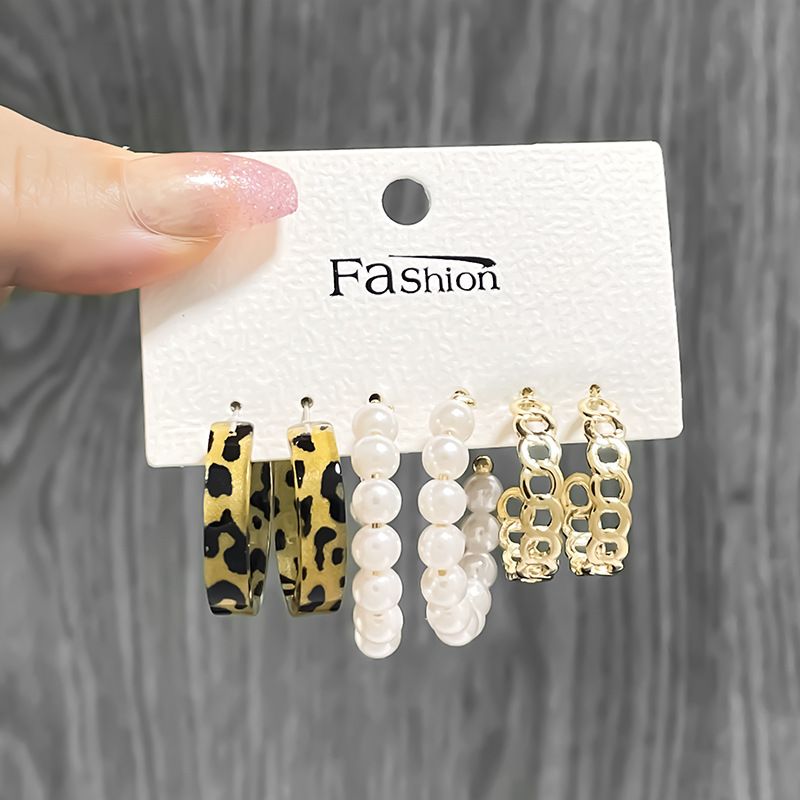 Runde, herzförmige Ohrstecker für Damen, rautenförmige Creolen, 5-teiliges Set_voghion.com