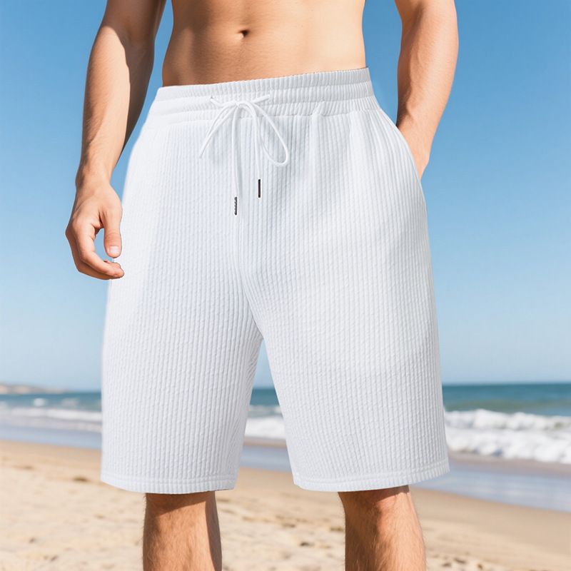 Vêtements pour hommes, short d'été léger et luxueux en jacquard double ligne, style décontracté, sport, ample, tendance, pour la plage_voghion.com