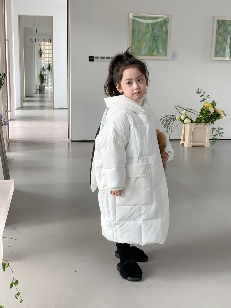 Children's Winter Cotton-padded Jacket For Boys And Girls Rabbit Ears Hooded With Rotator Sleeve Medium Long Cotton-padded Coat_voghion.com