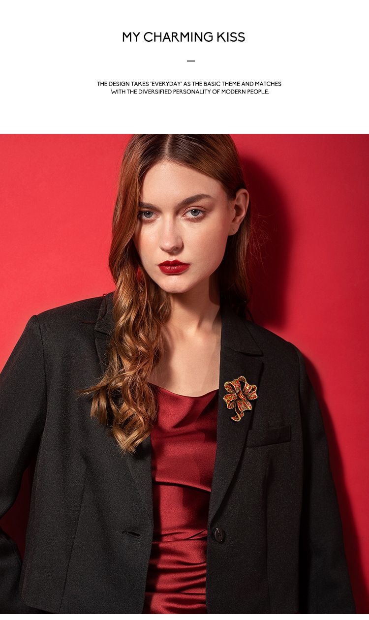 Bow studded diamond brooch, grand luxury rhinestone chest flower, alloy metal pin, coat button_voghion.com