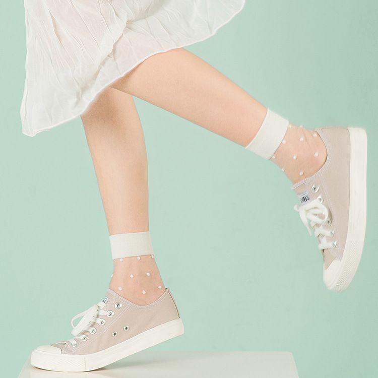 Women's Summer Thin Mid-Calf Glass Silk Long Crystal Breathable Socks_voghion.com