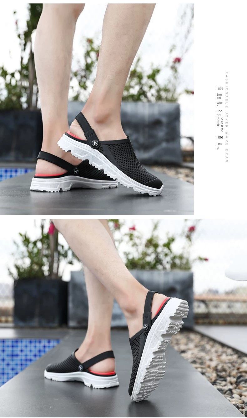 Pantofole estive da uomo alla moda antiscivolo per padre di mezza età, sandali per anziani con punta chiusa e suola spessa_voghion.com
