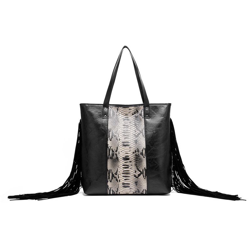 Women's Bag Retro Style Tote Snake Pattern Shoulder Handbag_voghion.com