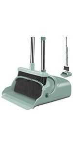 Set scopa e paletta Kelamayi per casa, ufficio, pulizia interna ed esterna, scopa e paletta verticali (nero e grigio)_voghion.com