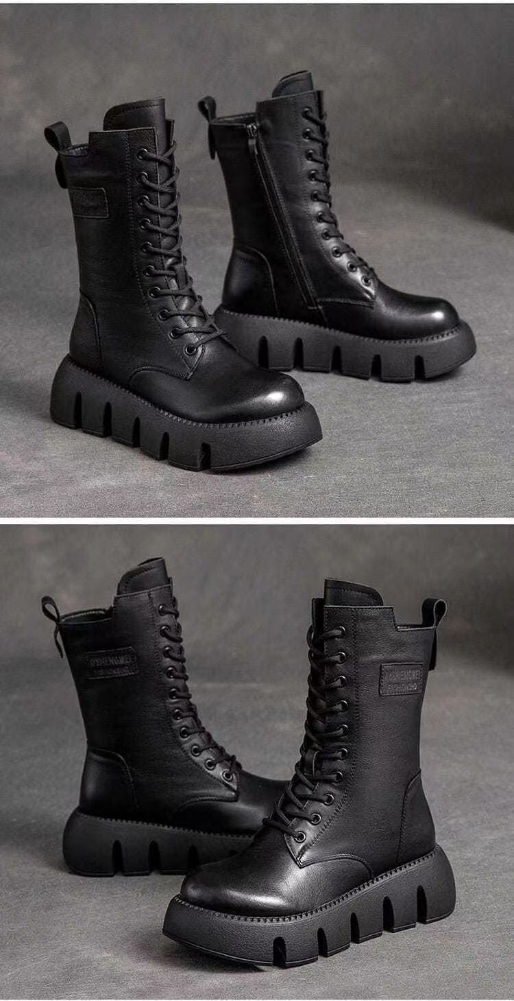 Winter Nieuwe High Barrel Martin Dikke Zool Warme Vrouwen Casual Mode Veelzijdige Veterschoenen Katoenen Laarzen Voor Vrouwen_voghion.com