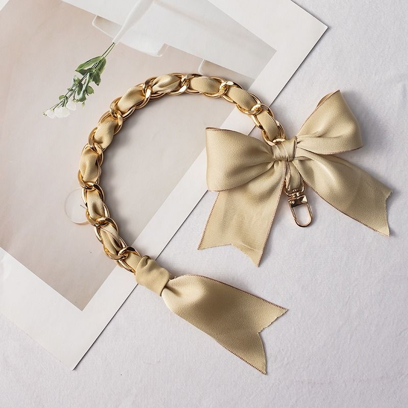 Evelyn Hand Chain Accessories Bow Bag Strap Bag Silk Scarf Woven Strap Women's Transformation Short Shoulder Strap_voghion.com