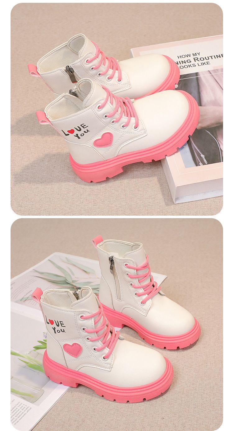 Chaussures pour enfants Bottes Martin pour filles nouvelles bottes courtes pour enfants Bottes en cuir pour enfants de style britannique plus bottes en coton pour filles en velours_voghion.com
