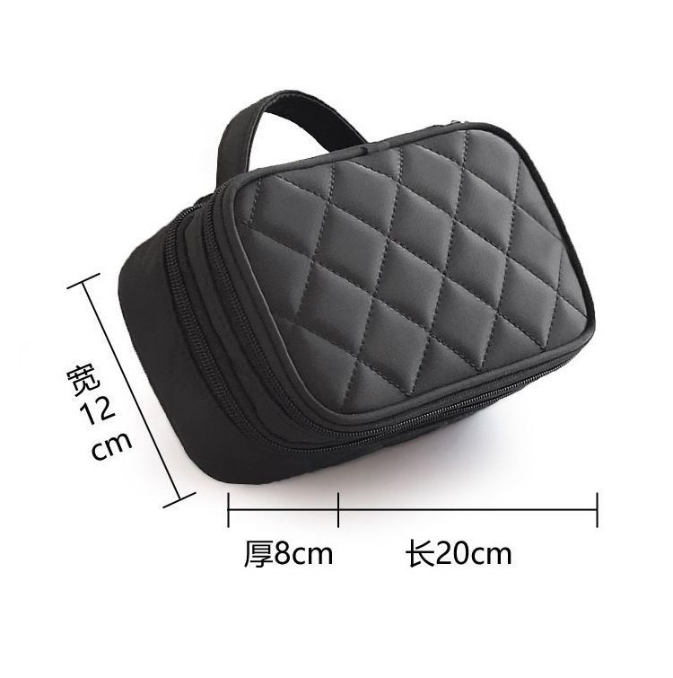 Waterproof Double Layer Creative Geometric Diamond Toiletry New Nylon Storage Bag Portable Cosmetic Case_voghion.com