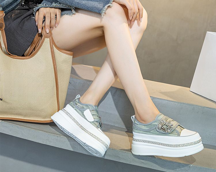 Fujin 6cm Denim Platform Wedge Genuine Leather Casual Spring Summer Autumn Comfy High Brand Chunky Sneakers Hidden Heels_voghion.com