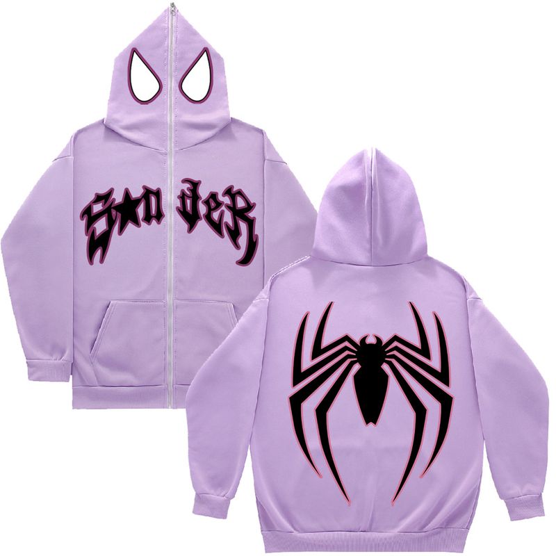 Y2K Zipper Hoodie Harajuku Gothic Kleidung Spinnennetz Herren Damen Streetwear Sweatshirt Mode_voghion.com
