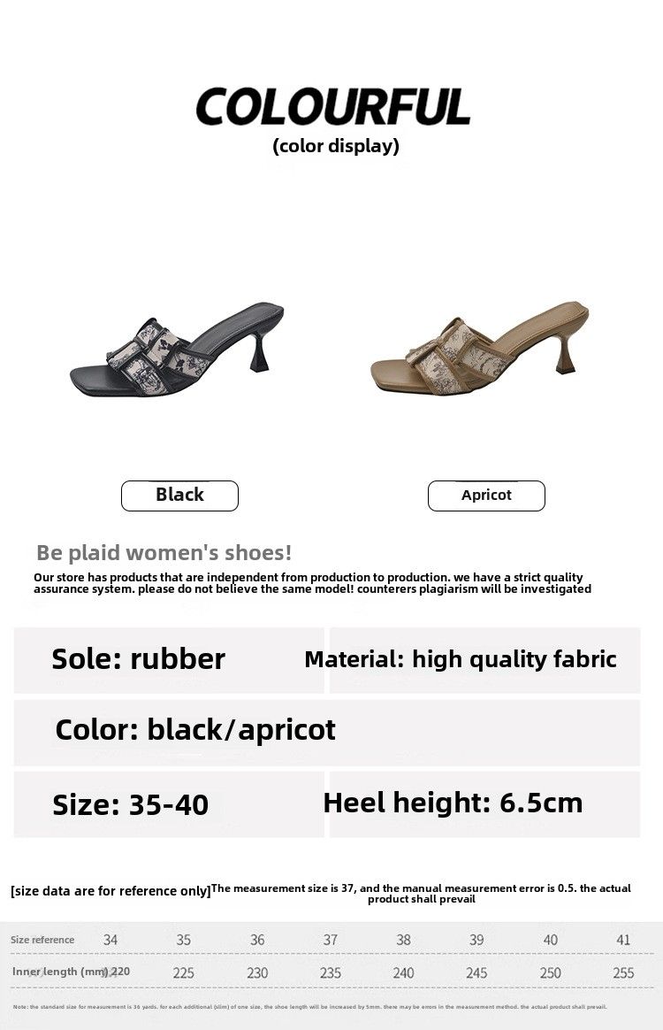 Pantofole francesi da donna con temperamento, nuove, con tacco a spillo, stile piccolo, profumato, con testa quadrata, con una sola parola, stile retrò, da trascinare_voghion.com