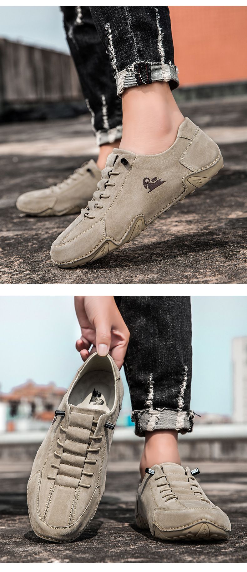 Erste Schicht Leder Herrenschuhe Low-Top Herren Freizeitschuhe Martin Schuhe Herren Octopus Herrenschuhe_voghion.com