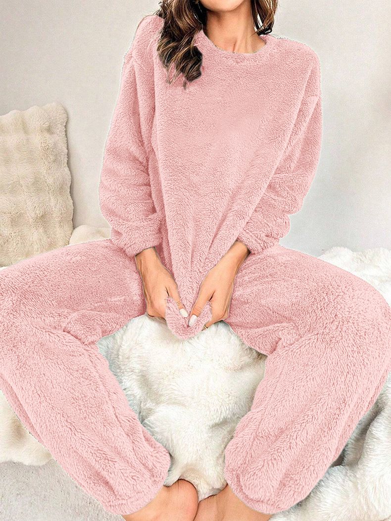 Damen Herbst und Winter Stil warme Herbst und Winter Langarm Hosen Anzüge Damen Hauskleidung große Größe plus Fett Pyjamas Freizeit_voghion.com