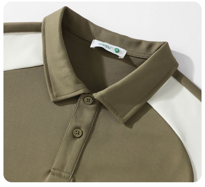 LUUD Men's Summer Cool Fabric Short Sleeve Paul Shirt Trendy Brand Color Blocked Collar Micro Wide Polo T_voghion.com