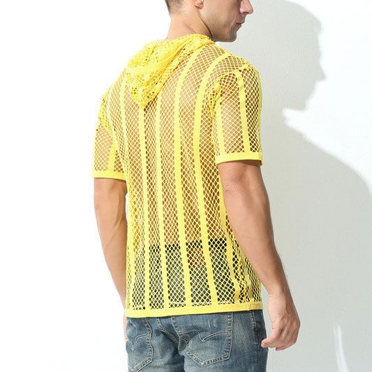Herrenbekleidung, sexy, männliche Persönlichkeit, eng anliegendes Unterhemd, durchsichtiges Langarm-T-Shirt aus hohlem Mesh für Männer_voghion.com