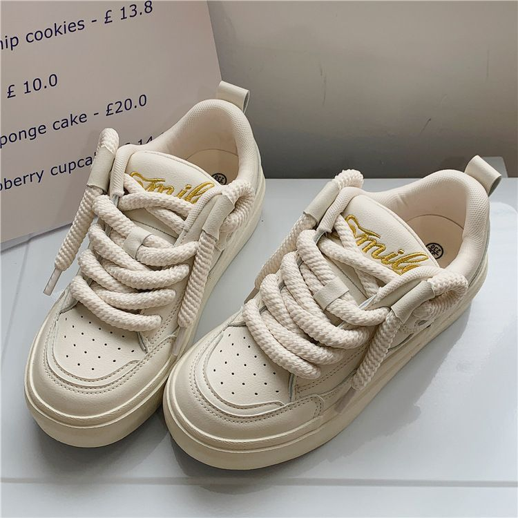 Minority Original Design Thick Rope Bread Shoes Women 2023 New Comfortable Chic Small White Shoes Women's Casual Skateboard Shoes_voghion.com