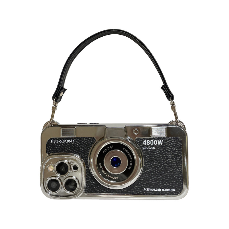 Stereo camera suitable for iPhone 15 promax Apple 14 phone electroplated 13 leather rope 12 soft case female_voghion.com