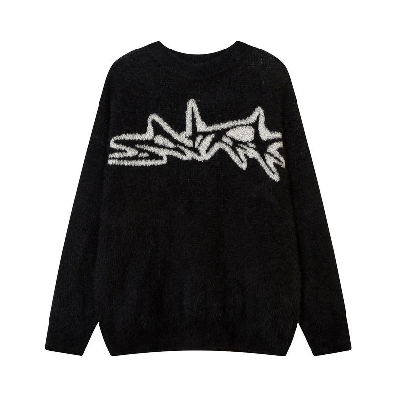 JIAYIKU Men's American Style Deer Fur Thickened Sweater Knitted Top New Jacquard Round Neck Base Shirt_voghion.com