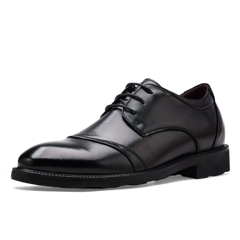 Unbeatable Quality Men's Business Formal British Lace Up Top Layer Cowhide Pointed Men's Shoes, Leather Inner Height Shoes_voghion.com
