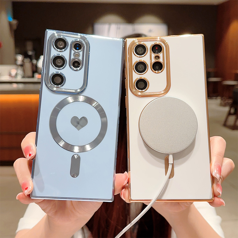 Electroplated Silicone Case For Samsung Galaxy S23 Ultra S22 S21 Plus S22 Ultra S23Ultra 5G Cover Lens Camera Protective_voghion.com