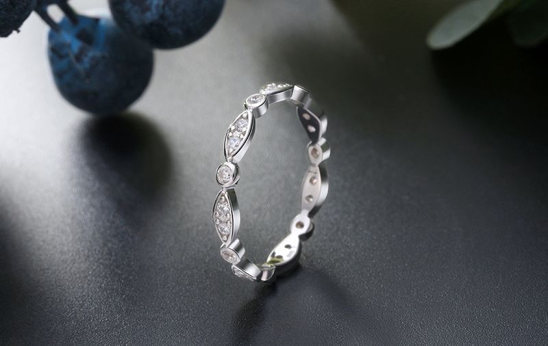 ORSA JEWELS Sterling Silver Wedding Band Donna Prong Setting Clear AAA Zircone Anelli Eterni per Gioielli Femminili SR71_voghion.com