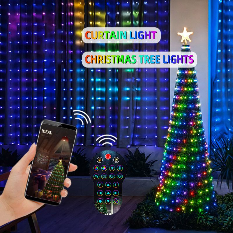 WS2812B Window Curtain Lights RGB String Light Bluetooth APP Control Christmas Fairy Light Bedroom Wedding Holiday Decor DC5V_voghion.com