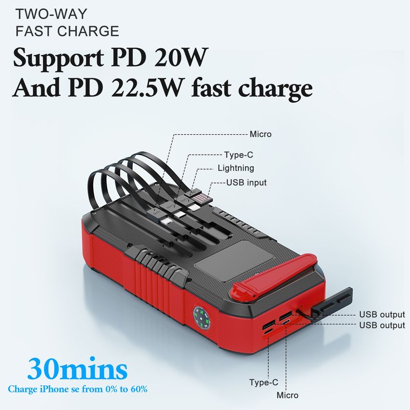 Bestseller: Multifunktionale Outdoor-Solarbank mit integriertem Kabel, hoher Kapazität von 66800 mAh und Handkurbelantrieb_voghion.com