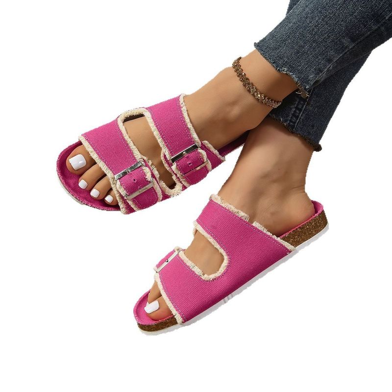 One Word Large Size Summer, Cool Slippers Women In Cross Denim, New Style For Wearing On The Beach Overseas_voghion.com