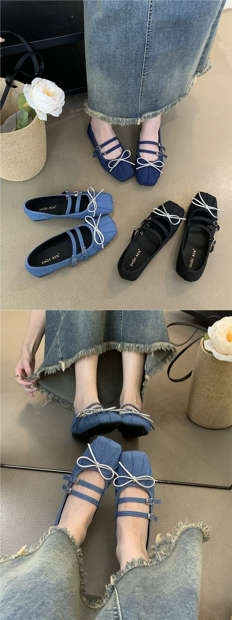 2025 Fall/Winter New Denim Single-Strap Flat Shoes_voghion.com