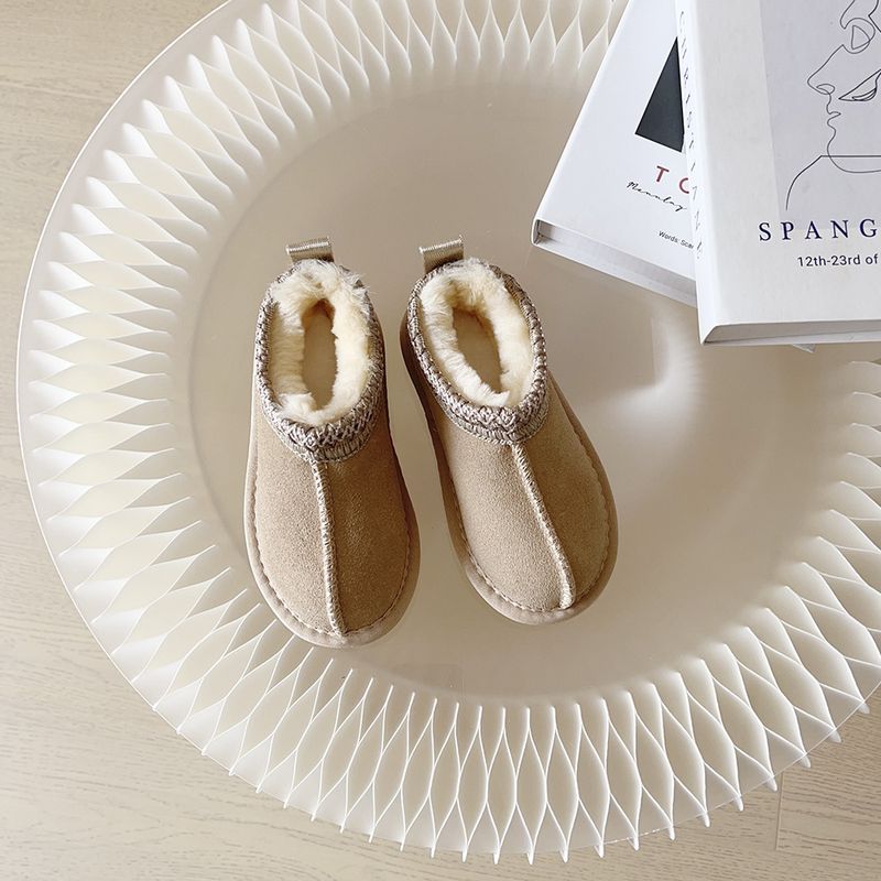Botas de inverno quentes para crianças, calçados infantis estilo étnico, botas de neve infantis, forro de lã, grossos, antiderrapantes, sapatos curtos de algodão para neve_voghion.com