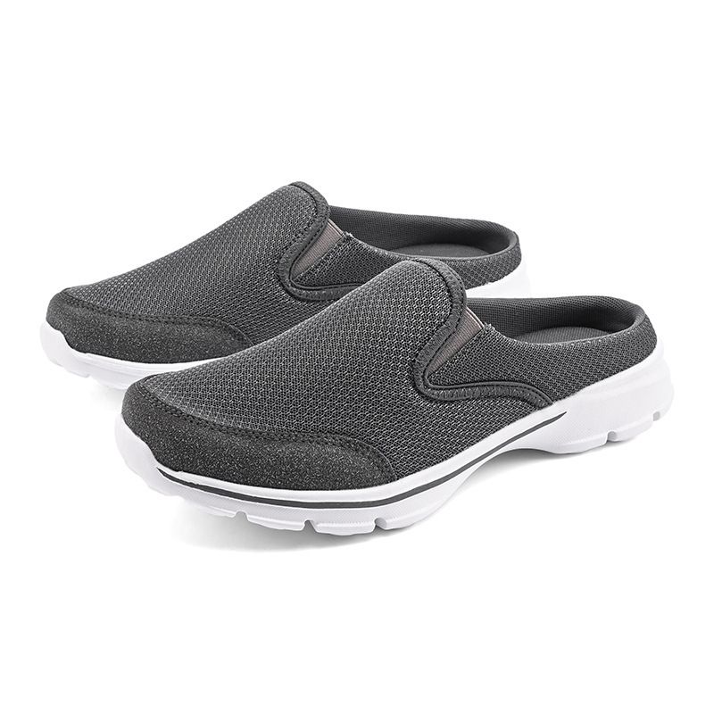 Kadınlar İçin Yeni Büyük Beden Günlük Ayakkabılar, Yarım Slip-On Düz Ayakkabılar, Topuksuz Nefes Alabilen File Sandaletler_voghion.com