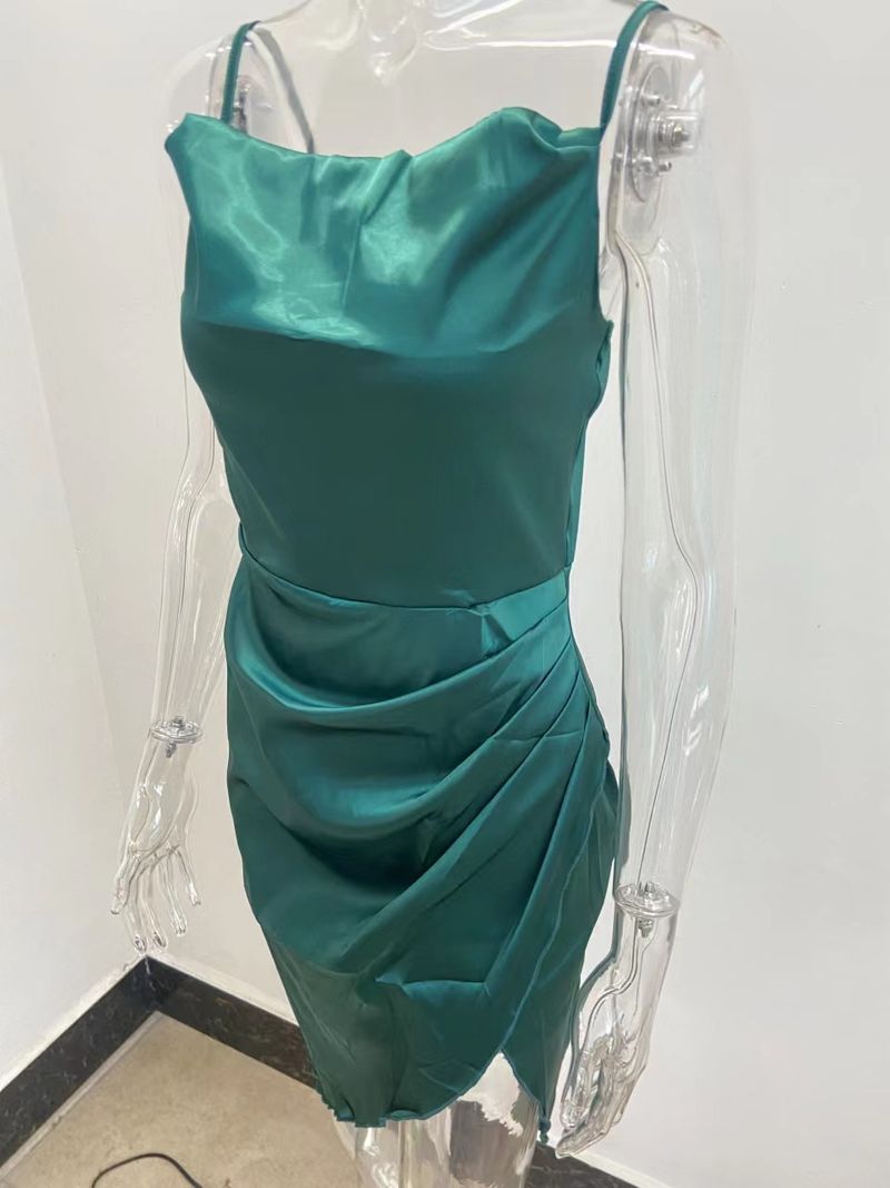 Women's sexy suspender slit skirt 2023 fashion sexy slit satin dress_voghion.com