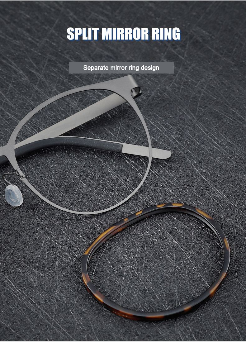Lunettes de vue en titane pur de marque danoise à la mode, design sans vis, monture de lunettes pour hommes, anneau miroir, séparation, lumière bleue_voghion.com