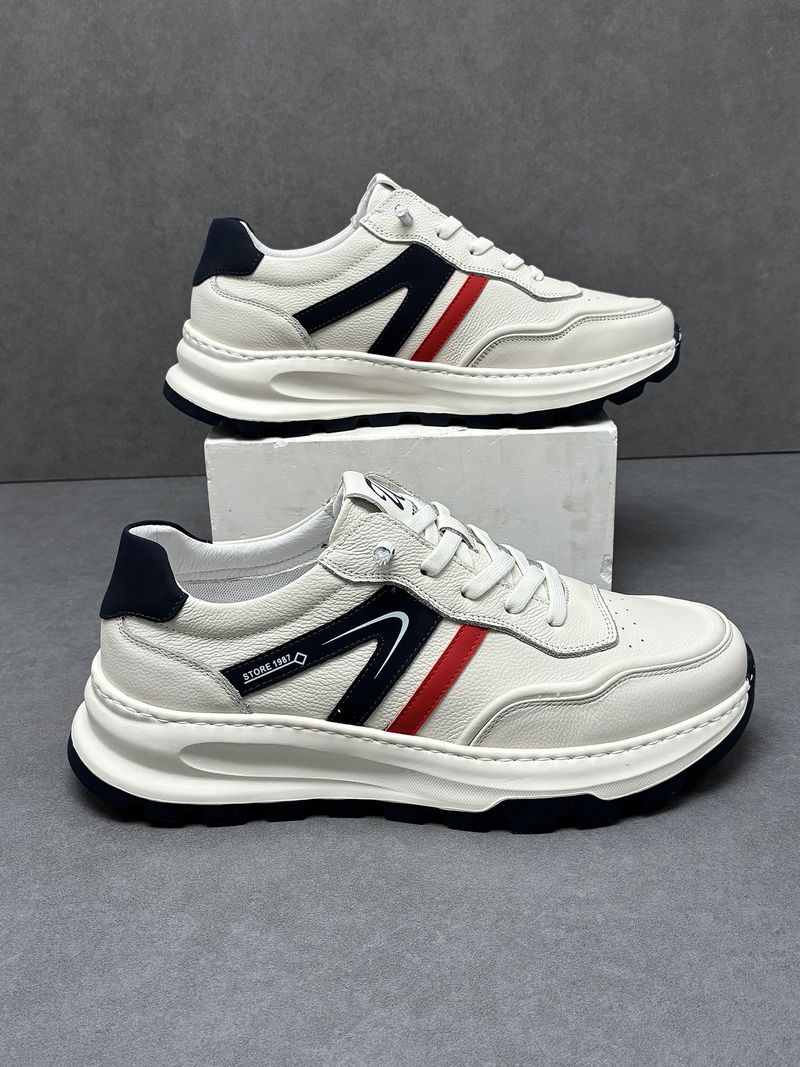 Sneakers bianche leggere, traspiranti, versatili, sportive, alla moda, da uomo, casual, in pelle, con suola spessa, Forrest Gump_voghion.com