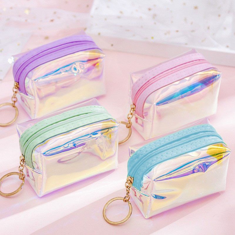 Korea neue ins mädchen herz transparent laser geldbörse student mini münze schlüsselbund tasche spot großhandel_voghion.com