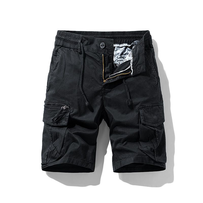 Pantalones cortos de trabajo, Capris casuales rectos sueltos de marca de moda, pantalones con cordón para hombres de verano_voghion.com