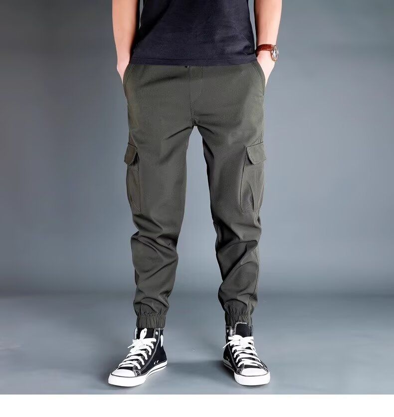 Herrenbekleidung Herren Cargo Jogger Pants - Leichte Sommer-Trainingshose mit Kordelzug und mehreren Taschen, dehnbares Polyestergewebe_voghion.com