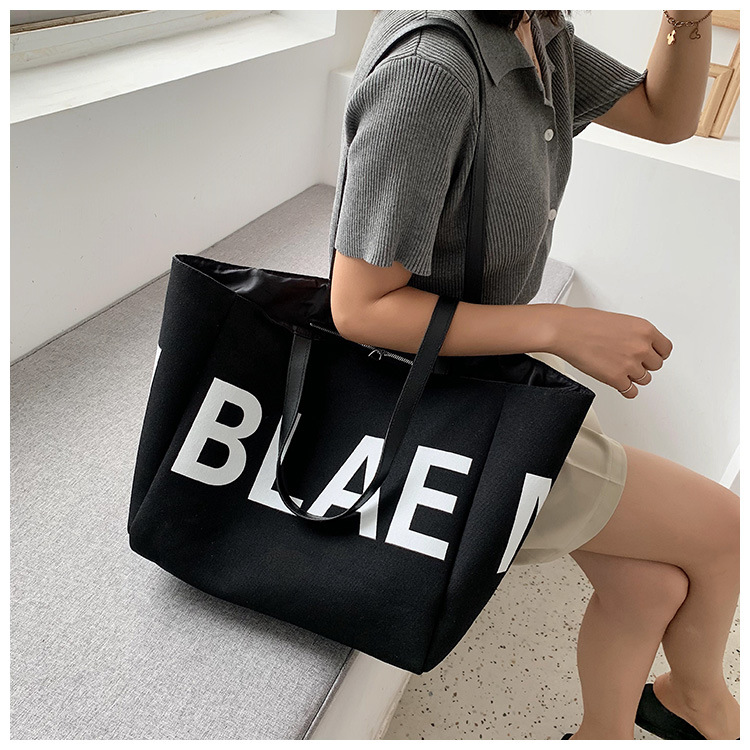 Borse per donna nuova borsa tote portatile in tela con lettera di moda Borsa per la spesa da donna semplice borsa a tracolla per studenti in stile coreano_voghion.com