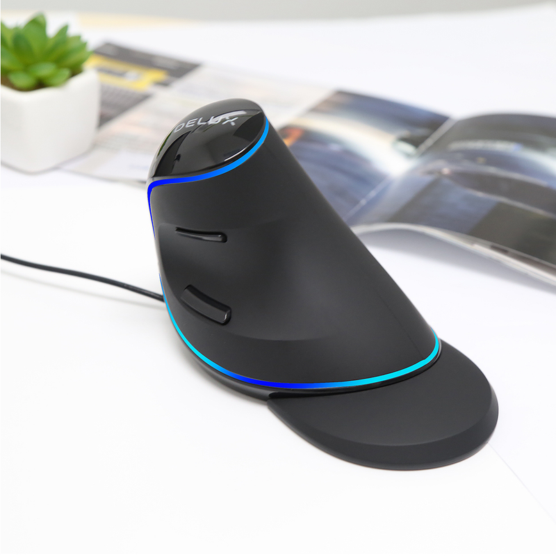 12800DPI Ergonomia Vertical Gaming Programável Macro Delux M618 PLUS Mouse com Fio 6 Botões RGB Sem Fio Mão Direita_voghion.com