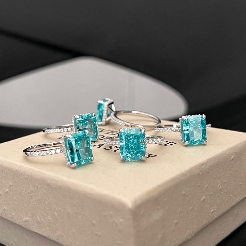 Set di gioielli pregiati in argento sterling 925, anello Paraiba, orecchini, collana, smeraldo, zircone, gioielli di alta gamma_voghion.com