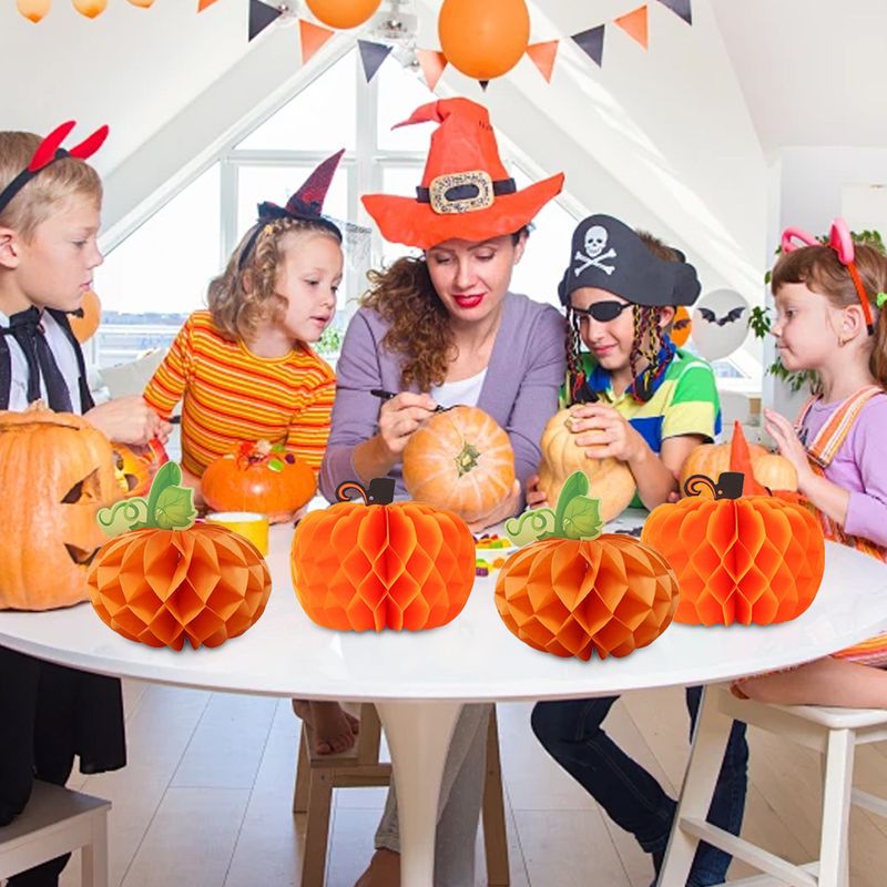 Cross-Border Thanksgiving Party Holiday Decoration Props Pumpkin Honeycomb Ball Ornaments Wholesale Customization_voghion.com