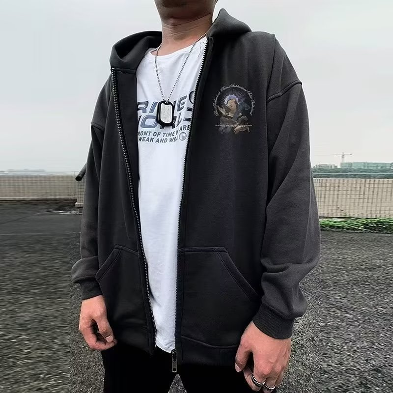 Sweater Men's Zipper Fat Oversize Hooded Large Cardigan Plus Size Coat Spring and Autumn 8XL_voghion.com