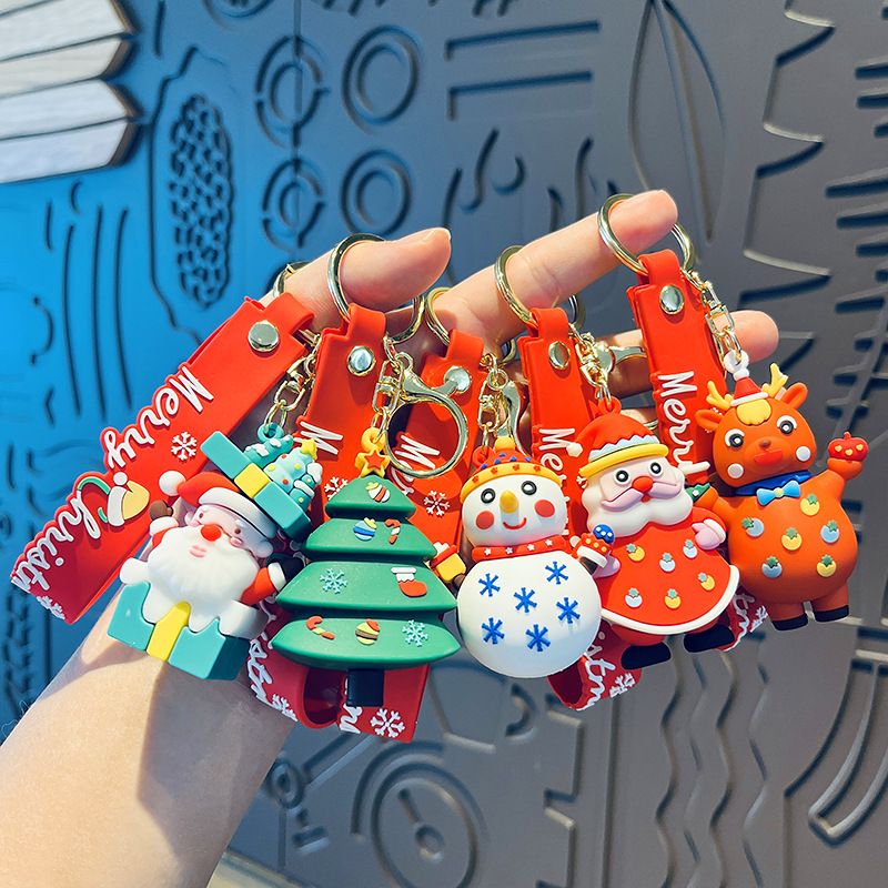 Cartoon süße Weihnachten Neujahr Geschenke Santa Claus Weihnachtsbaum Puppe Anhänger Schlüsselanhänger Anhänger_voghion.com