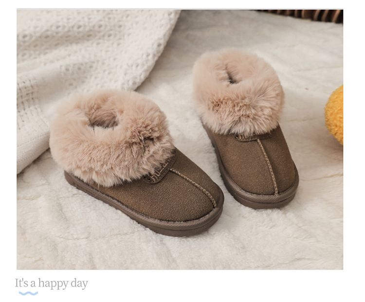 Scarponi da neve per bambini con fodera in pile, ispessiti, nuovo stile 2025, stivali corti da bambina in cotone grande, impermeabili e_voghion.com